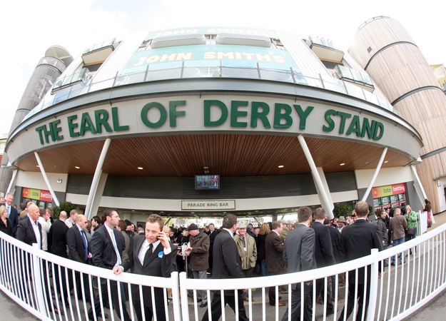 Earl of Derby Stand at Aintree Racecourse on Grand National day. RacingFotos.com