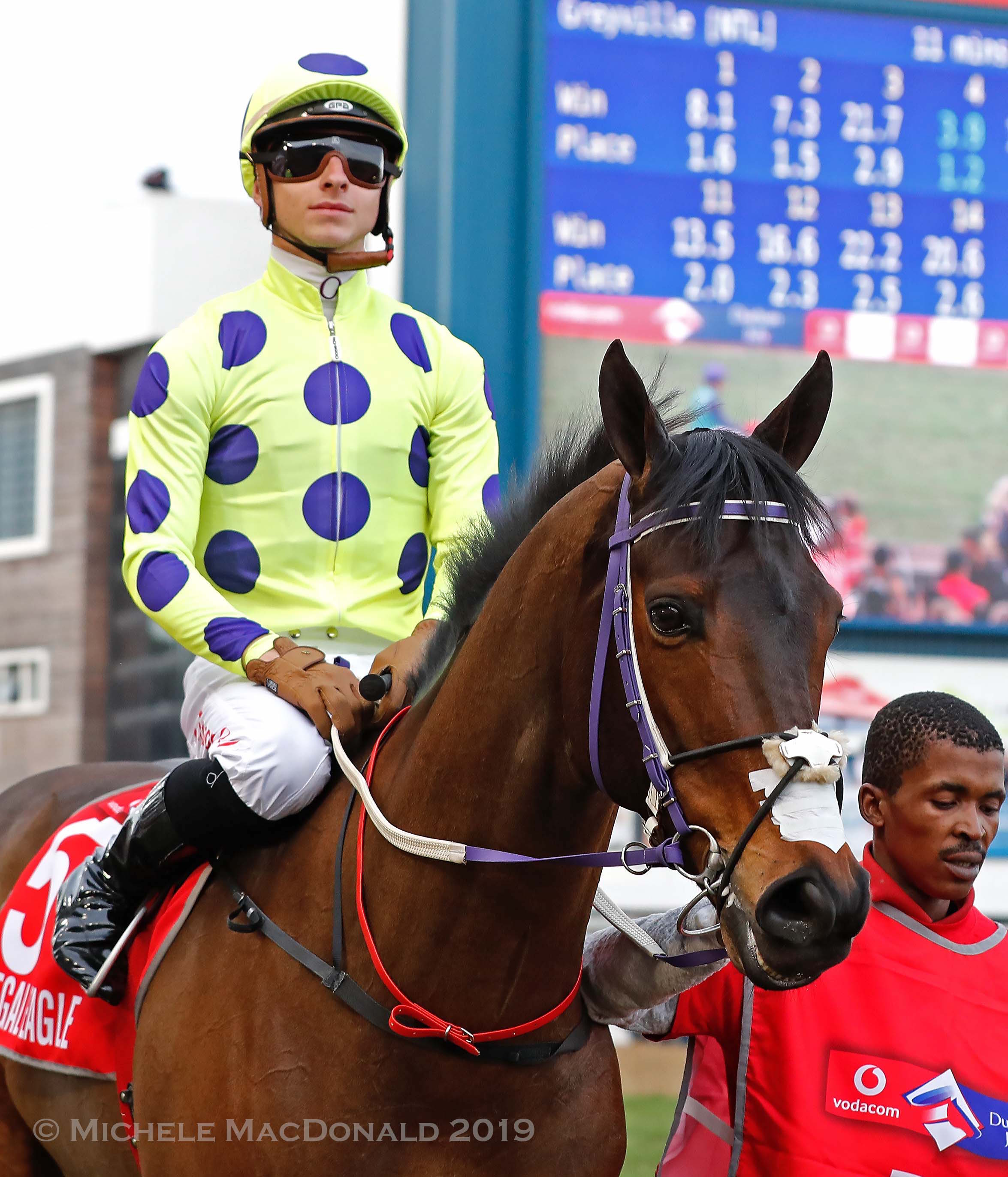 Date with a legend: Lyle Hewitson in the Durban July post parade on the Sean Tarry-trained Legal Eagle, two-time South African Horse of the Year and eight-time G1 winner. Photo: Michele MacDonald