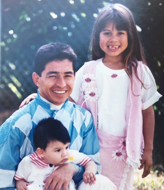 The early days: Jose Santos Sr with junior and sister Nadia