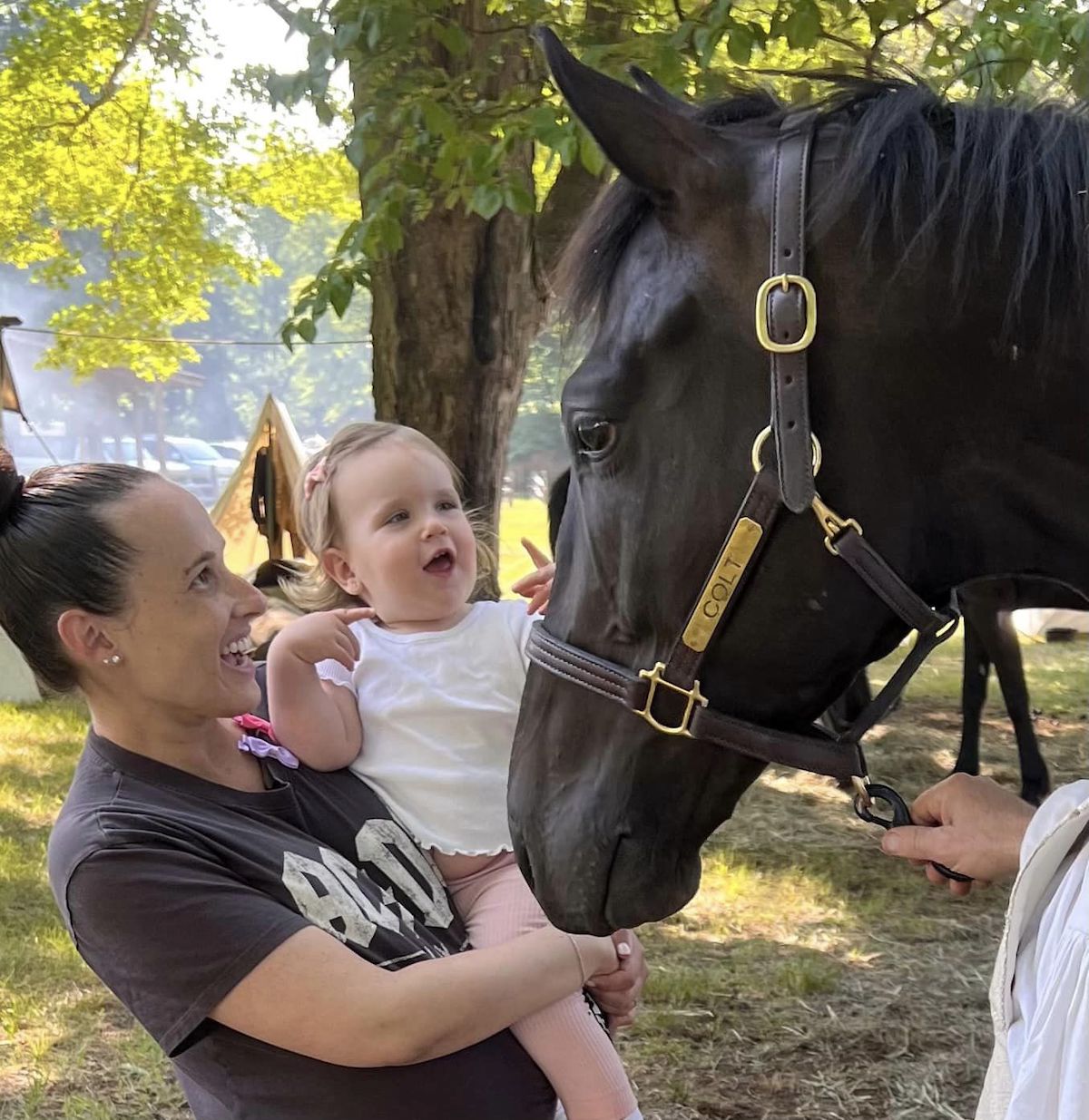 Bielefeld: ‘He is never pushy when people come to say hello and he is so careful with children,’ says Anne Raymond. Photo supplied