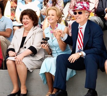 Elizabeth Ham (Margo Martindale), Penny and Lucien on the edge of their seats during a race. (Disney photo)