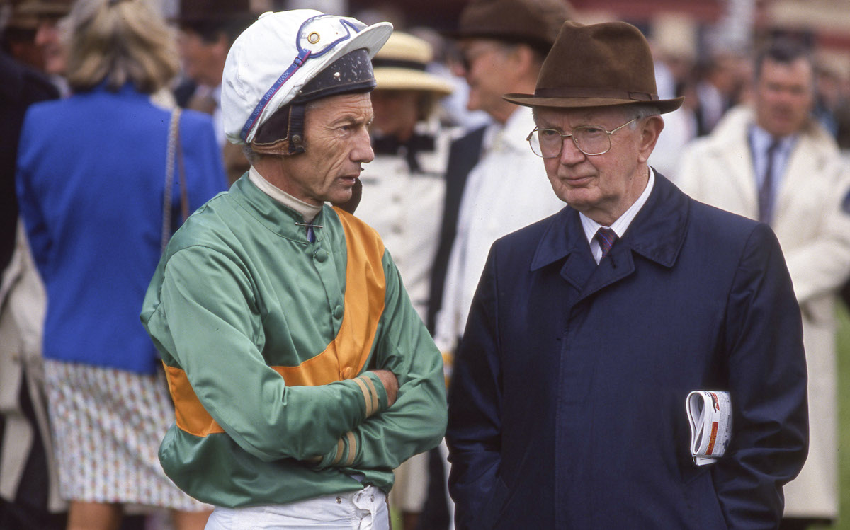 Legendary pair: Vincent O’Brien (right), pictured with his longtime sparring partner Lester Piggott. Photo: Cranham / focusonracing.com