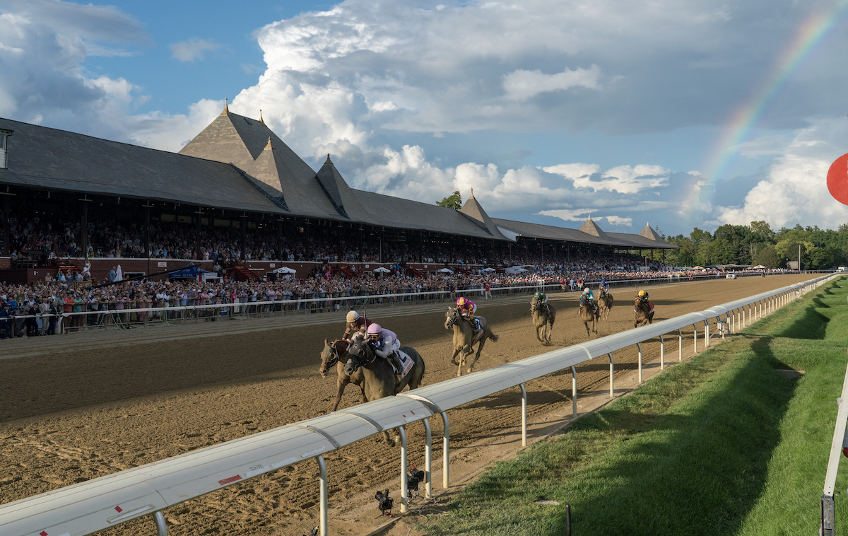 Rainbow warrior: Arcangelo (Javier Castellano) wins last year’s Travers Stakes at Saratoga. Photo: NYRA/Valerie Wilson (Coglianese)