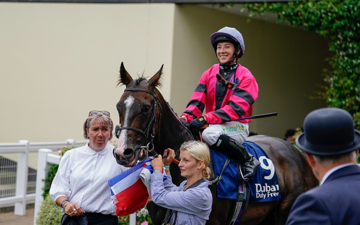 At the double: Hayley Turner and New Image after scoring at the Shergar Cup. Photo: Megan Coggin