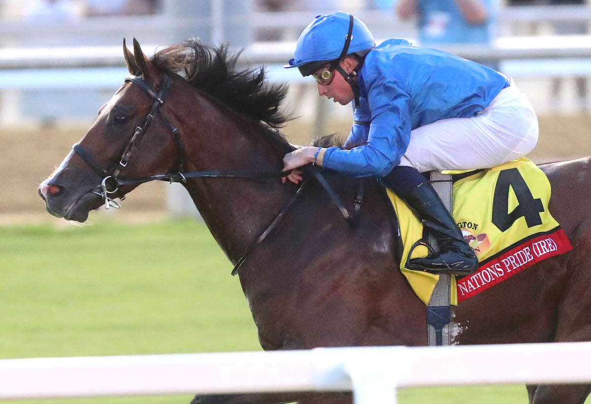 Million in mind: Nations Pride scores at Colonial Downs under William Buick. Photo: Renee Torbit / Colonial Downs