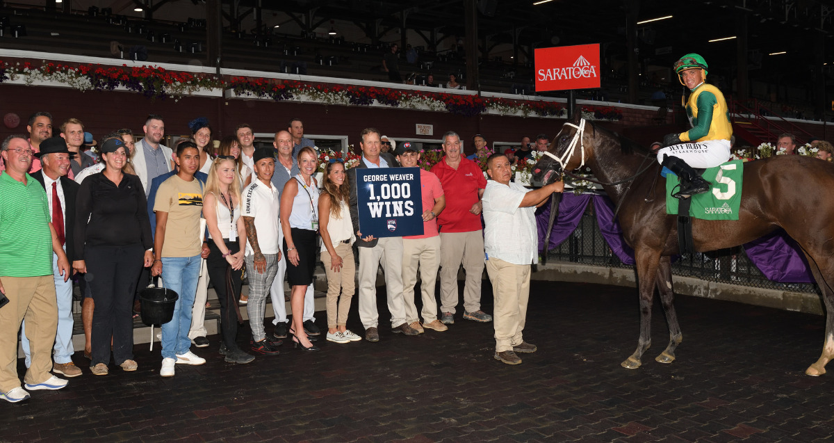 1,000 up: Beautiful Thief posted a landmark victory for trainer George Weaver. Photo: NYRA / Coglianese