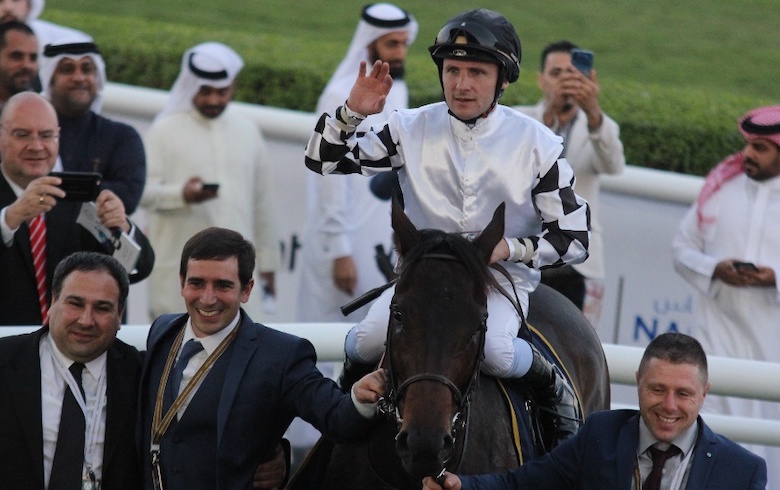 Royal Julius (Stephane Pasquier) after winning first running of Bahrain International Trophy in Nov 2019. Photo: REHC