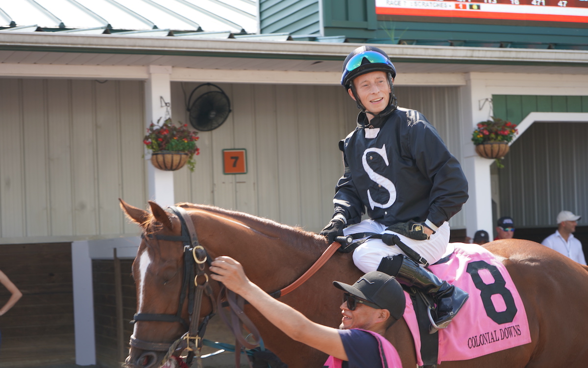 Former Sir Mark Prescott apprentice Gavin Ashton features among the Top Ten jockeys at Colonial Downs in Virginia. Photo: Laura King