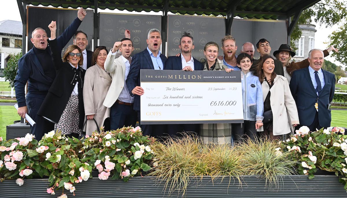 Million in mind: the Connolly Family syndicate celebrate after One Look’s victory in the Goffs Million last year at Leopardstown. Photo: Healy Racing / focusonracing.com