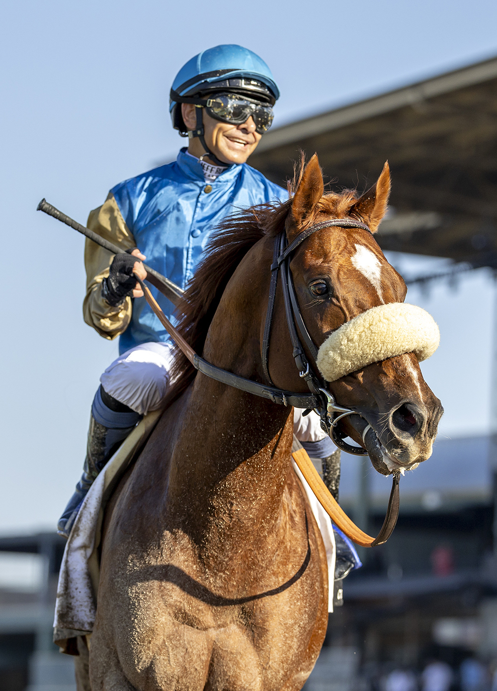 Big money: Mike Smith in Wathnan’s colours on Subsanador after winning the $1m California Crown. Photo: Benoit