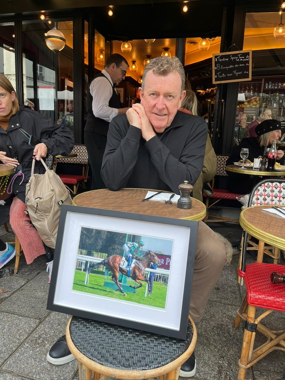 Picture perfect: Peter Maher, co-owner of unbeaten French colt Maranoa Charlie, with a portrait of his embryo star. Photo: JA McGrath