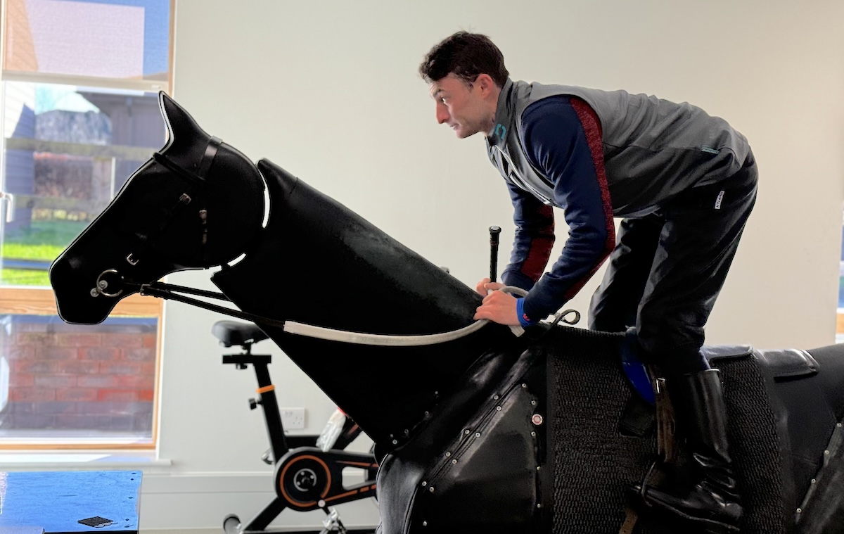 In the saddle: George Buckell is a daily visitor to the Injured Jockeys’ Fund gym. Photo: Laura King