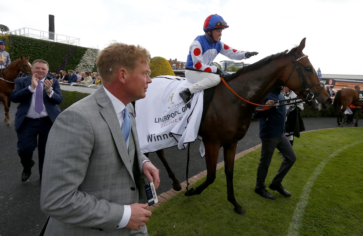 Happy days: trainer Tom Dascombe with Jane Elliott aboard Sha La La La Lee after landing a Chester handicap as an apprentice at the historic May meeting in 2019. Photo: Dan Abraham / focusonracing.com