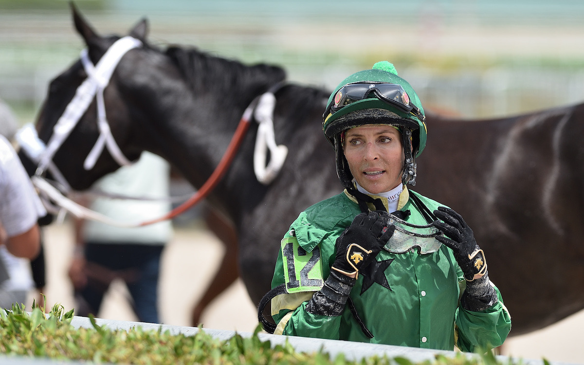 Chantal Sutherland at Gulfstream Park, where she sustained the arm injury that kept her on the sidelines for a year and a half. Photo: Ryan Thompson