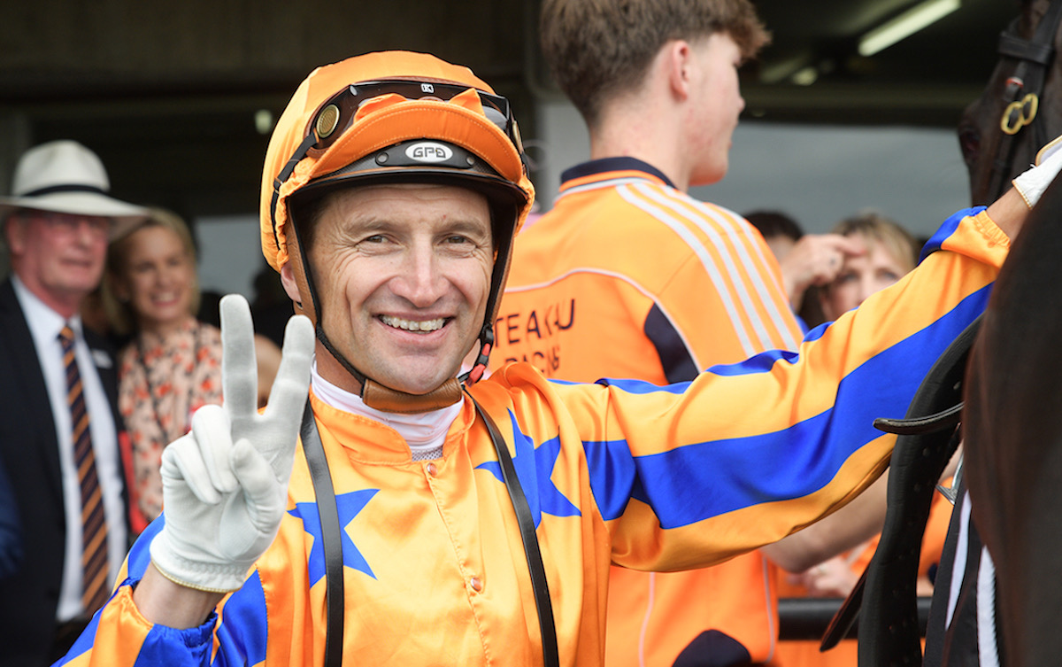 Opie Bosson after partnering 2,000th winner in NZ. Photo: Kenton Wright (Race Images)