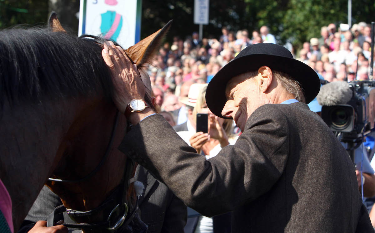 Legendary pair: Sir Henry Cecil and Frankel after the Juddmonte International in 2012. Photo: Dan Abraham / focusonracing.com