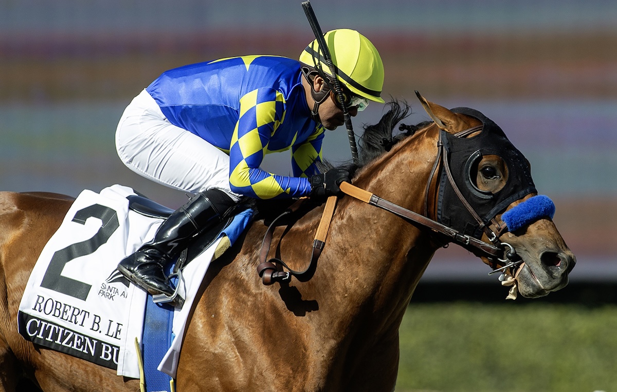 Champion two-year-old Citizen Bull makes a winning reappearance under Martin Garcia in the Robert B. Lewis at Santa Anita. Photo: Benoit