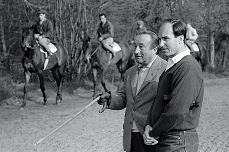 A young Aga Khan (right) with legendary trainer Francois Mathet. Photo: Aga Khan Studs