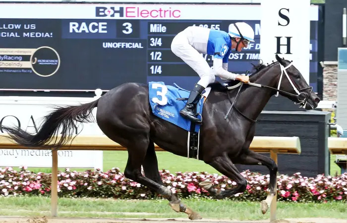 Asmussen in winning action. Photo: Coady Photography / Horseshoe Indianapolis