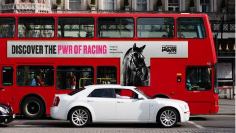 HorsePWR advertising on London buses as part of British racing’s new initative. Photo supplied